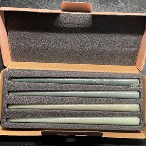 12-Inch Green Taper Candles, Set of Four, Smokeless, Unscented